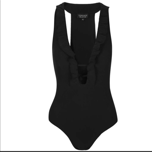 Topshop‎ | Ruffled Ribbed Bodysuit - Picture 1 of 8